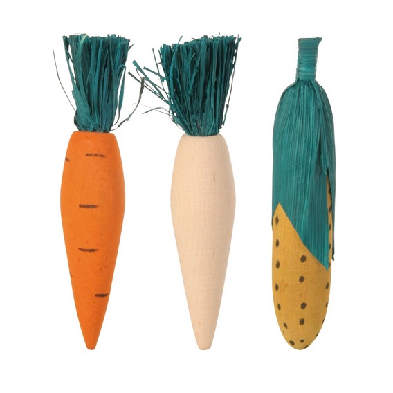 Trixie Nibbling Wooden Veges 10cm 3pk