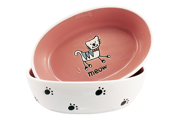 Petrageous Silly Kitty Bowl Oval Pink 17cm