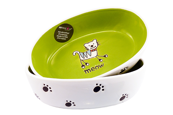 Petrageous Silly Kitty Bowl Oval Lime Green 17cm