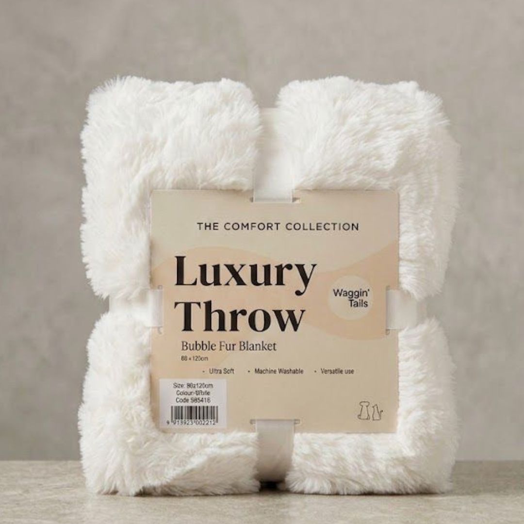 Waggin’ Tails Bubble Fur Luxury Throw White 88x120cm
