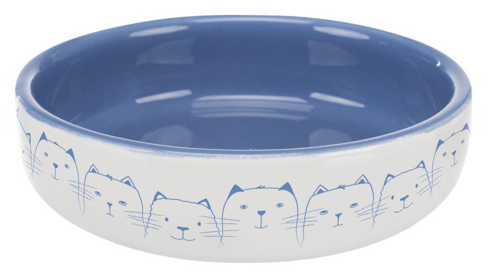 Trixie Cat Dish for Short-Nosed Breeds 15cm Blue/White