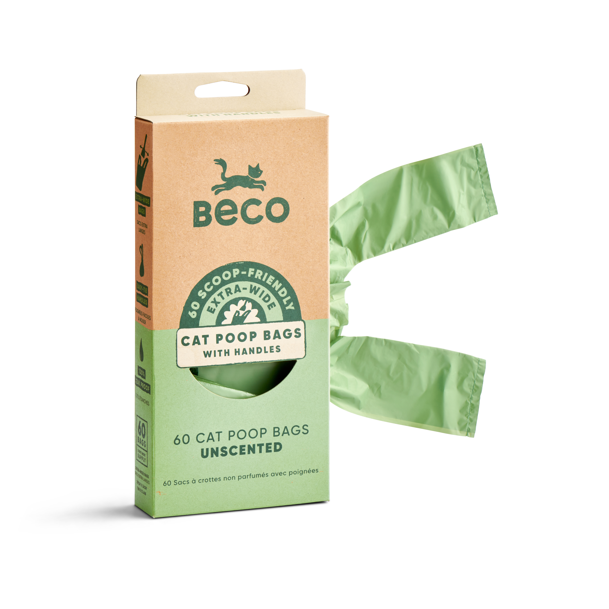 Beco Cat Poop Bags Unscented – 60pk