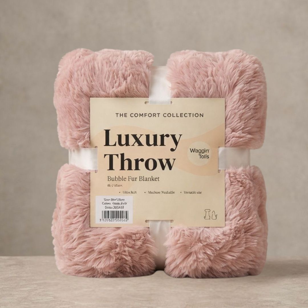 Waggin’ Tails Bubble Fur Luxury Throw Dusty Pink 88x120cm