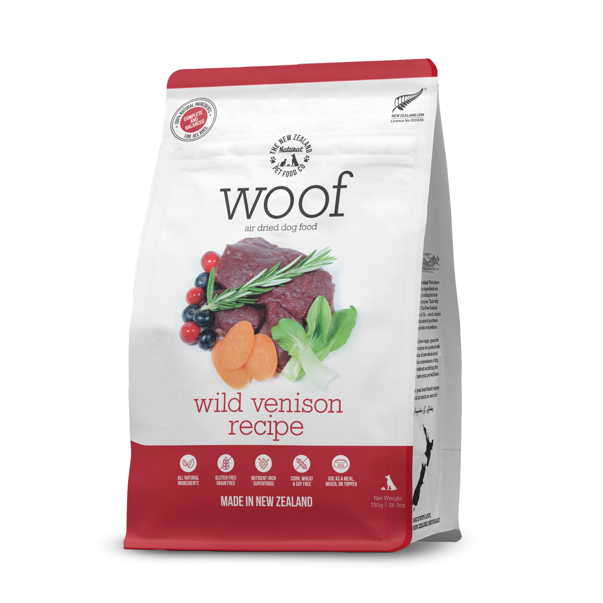 NZ Natural Woof Air Dried Venison 750g