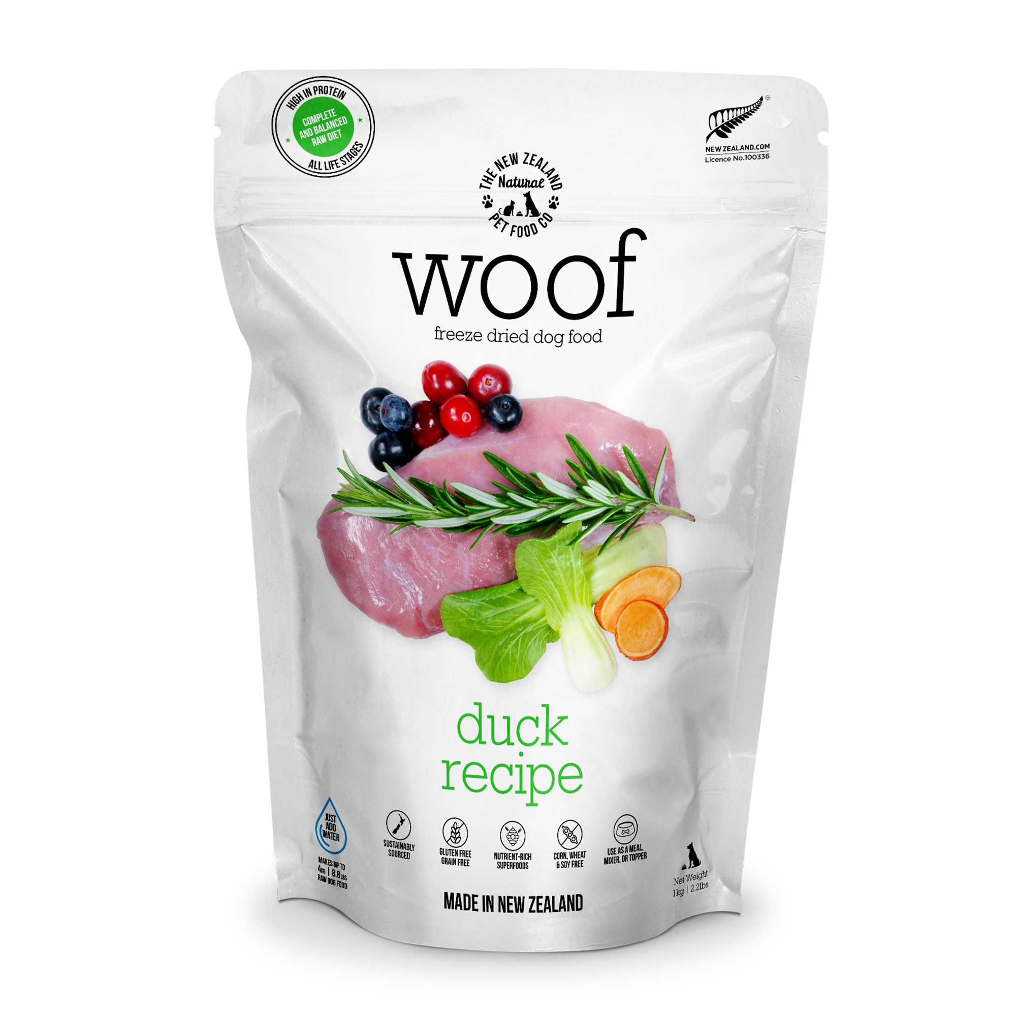 NZ Natural Woof Duck 1kg