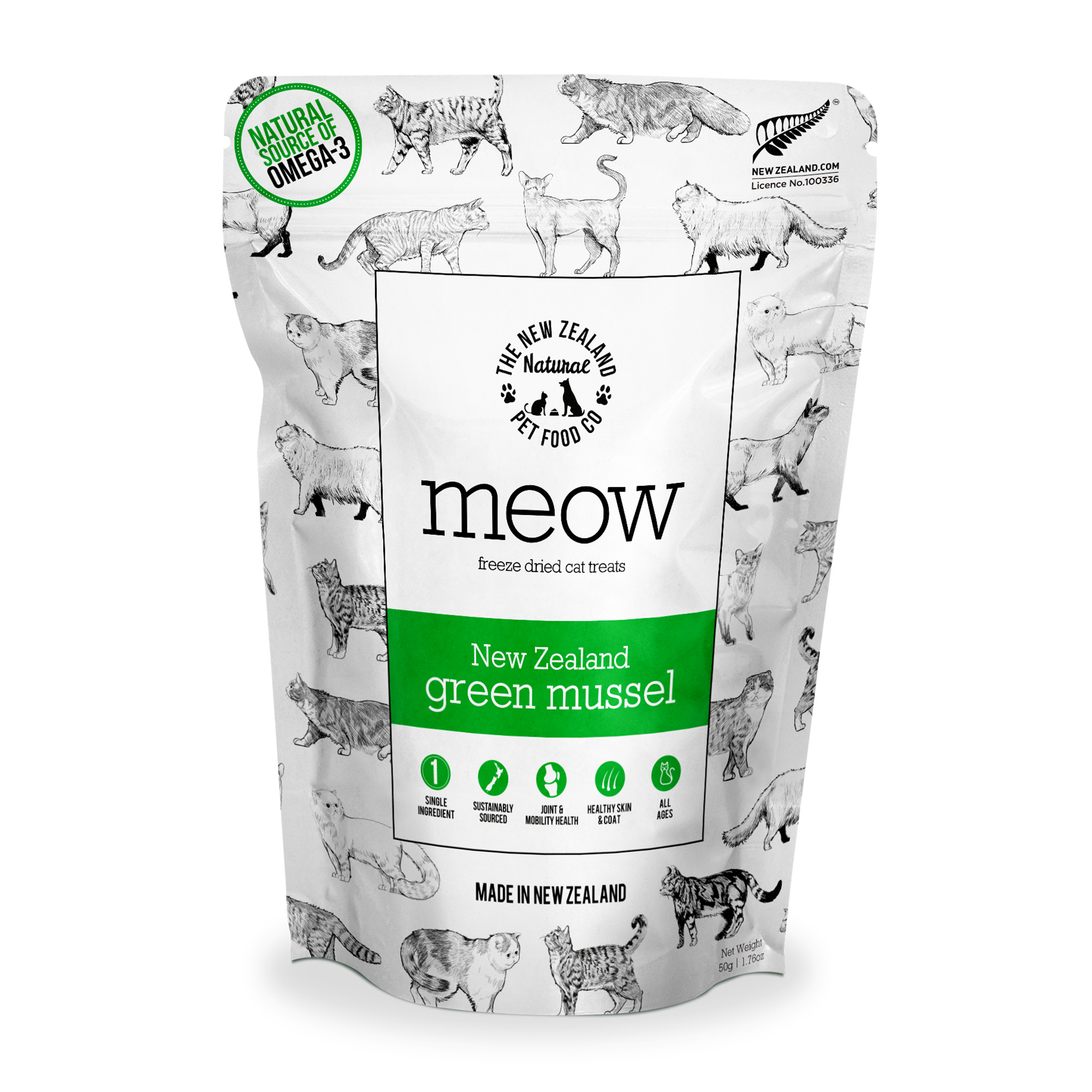 NZ Natural Meow Green Lipped Mussel Treats 50g