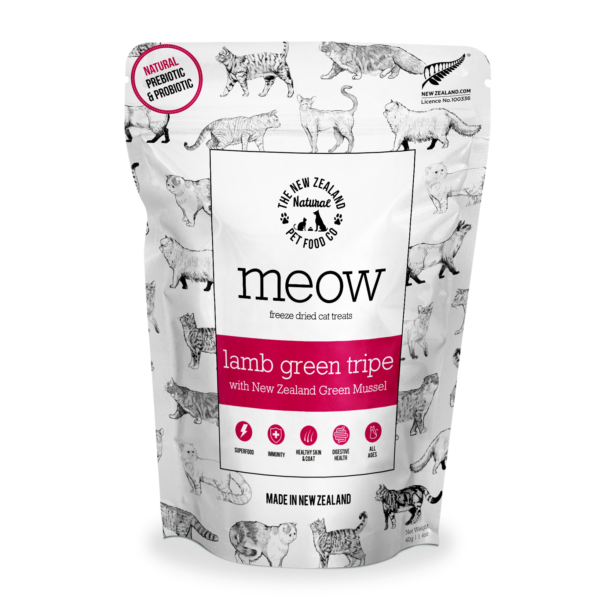 NZ Natural Meow Lamb Green Tripe & Mussel Treats 40g