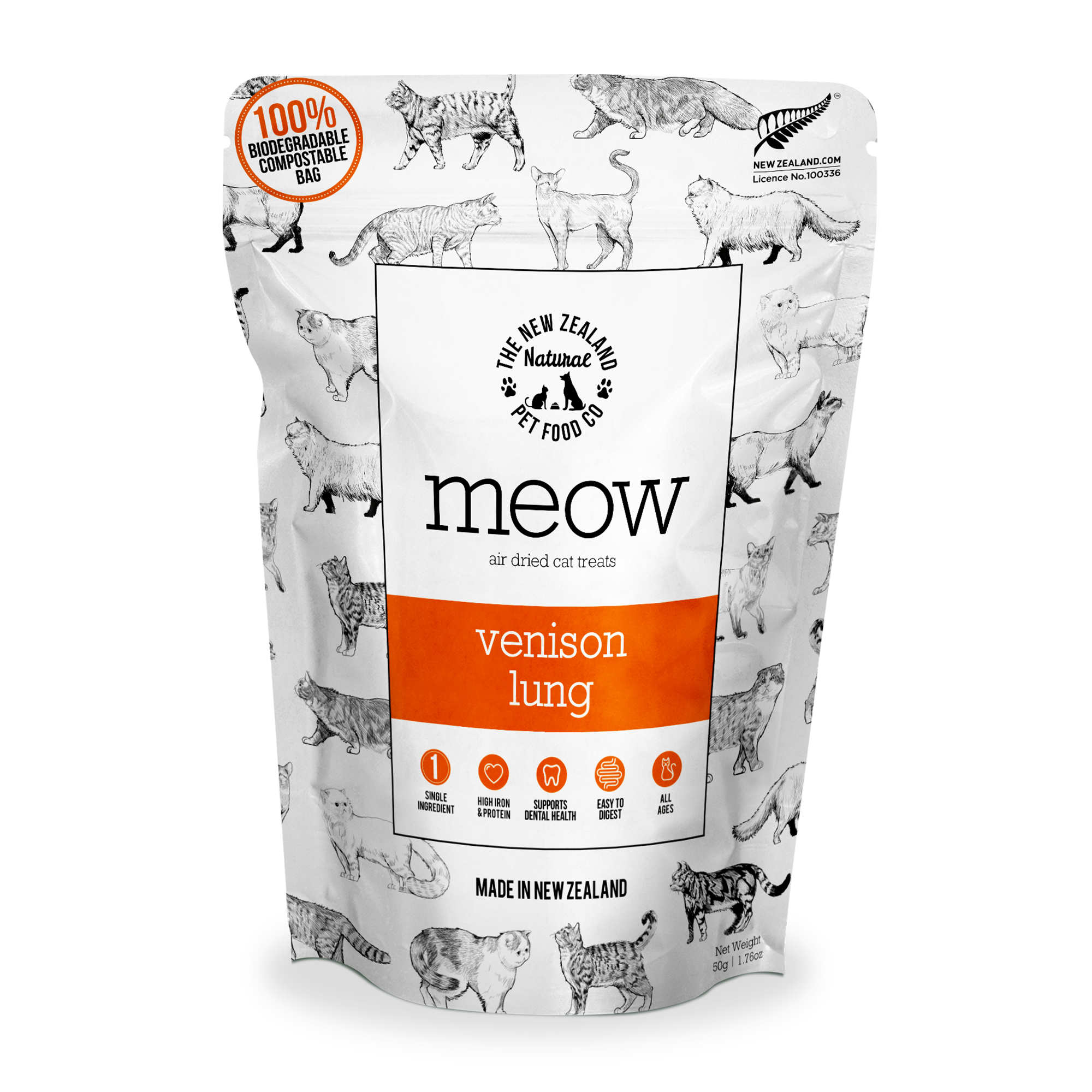NZ Natural Meow Venison Lung Treats 50g