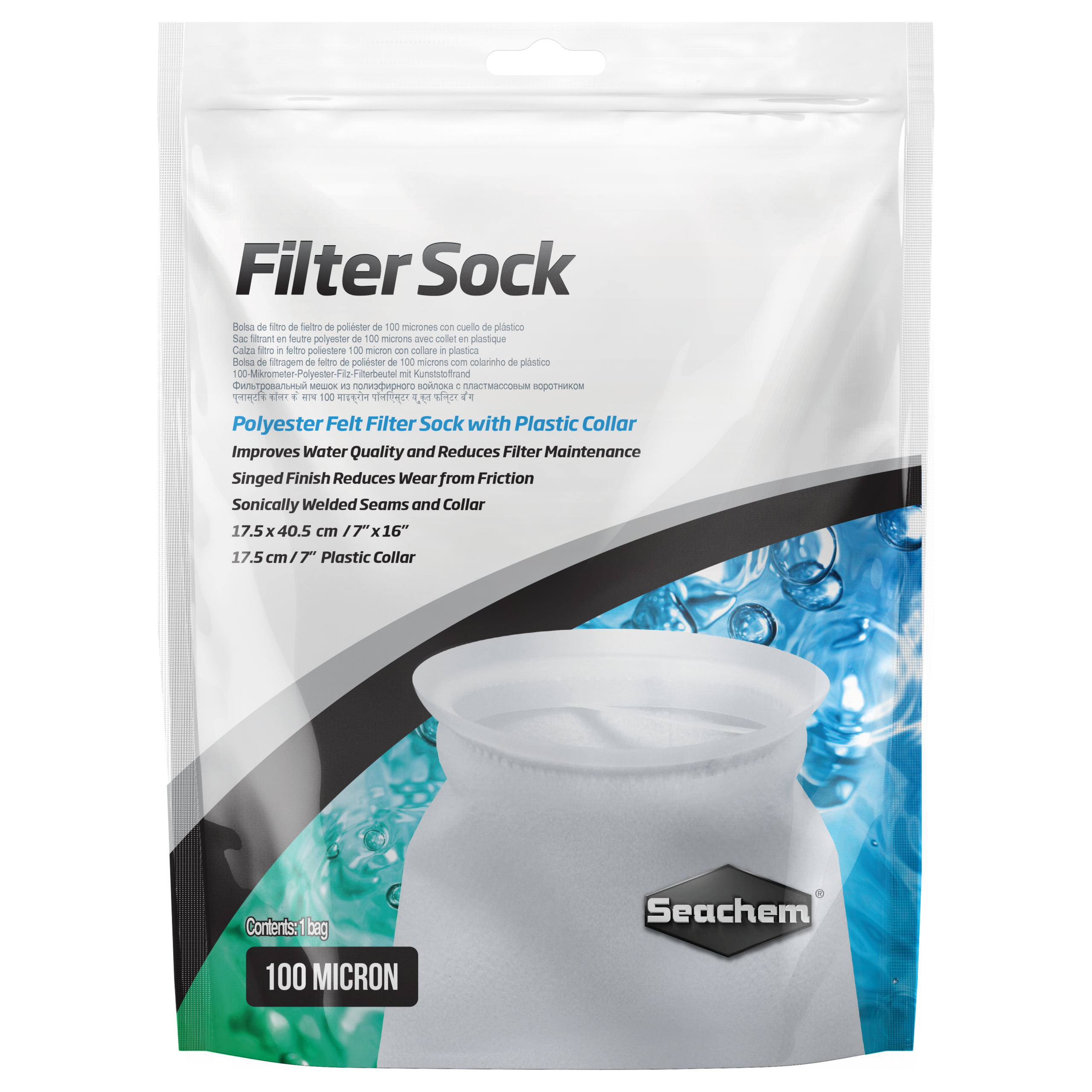 Seachem Filter Sock 100 micron welded 40.5×17.5cm