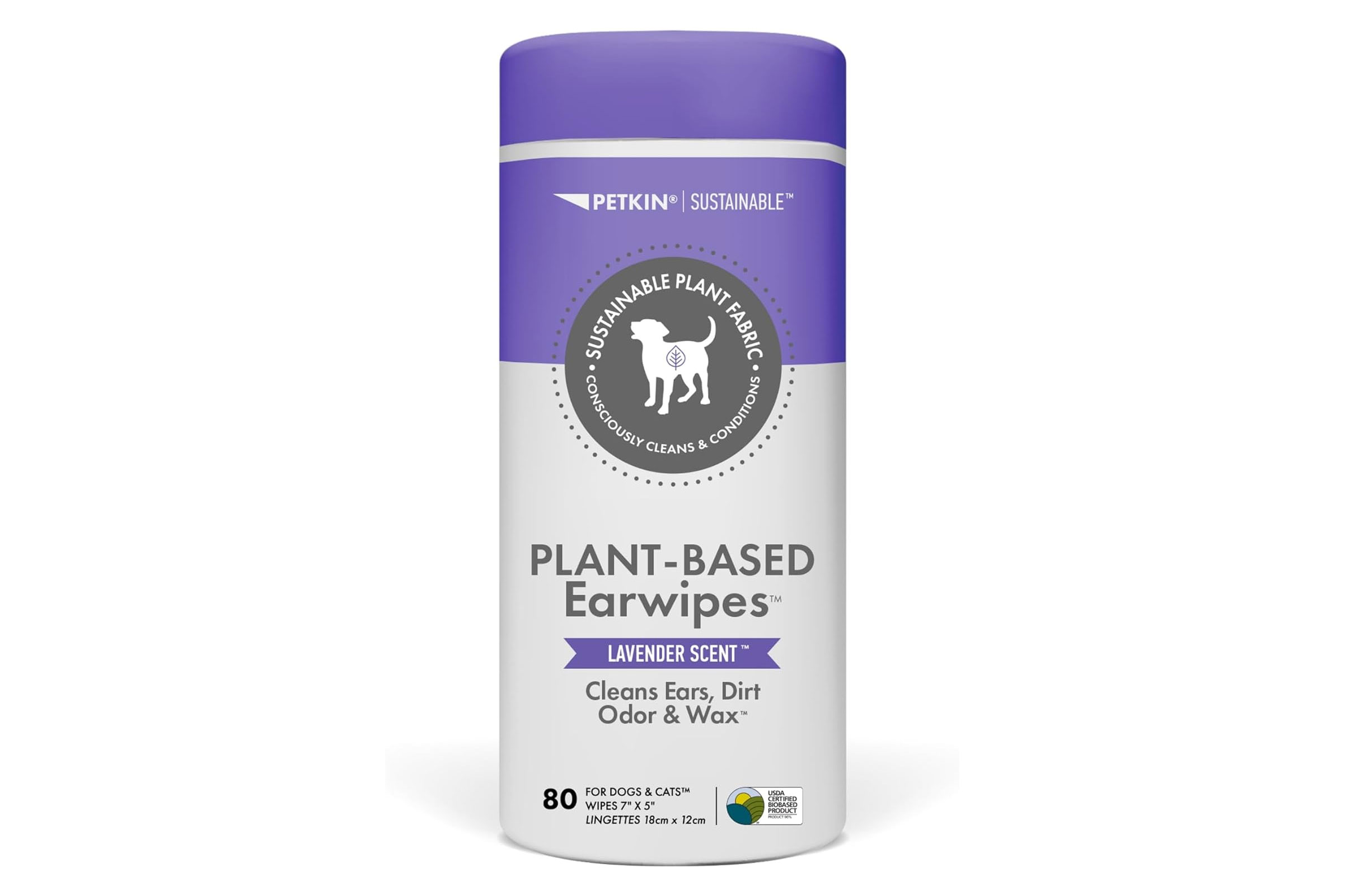 Petkin Plant Based Ear Wipes Lavender 80pk