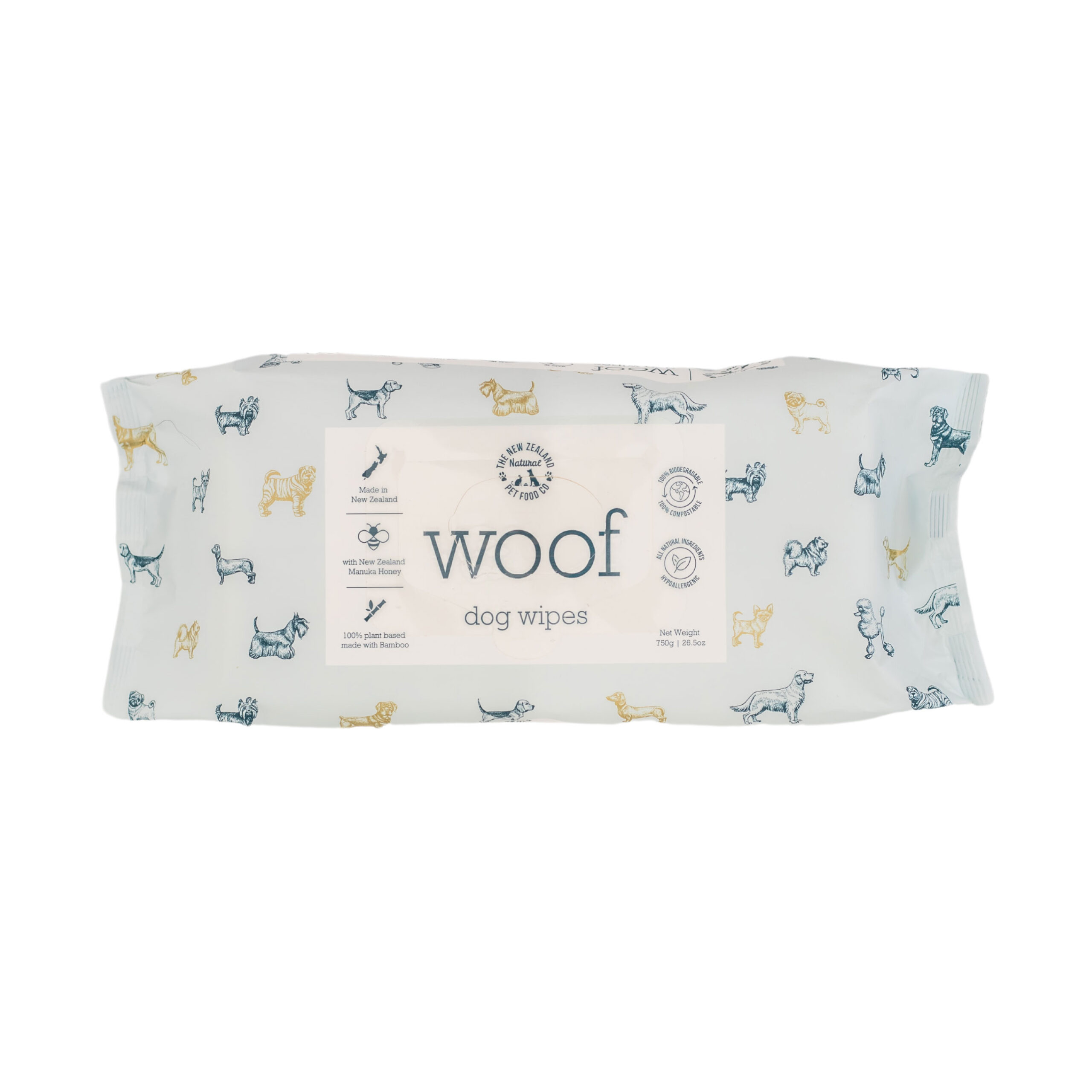 NZ Natural Woof Dog Wipes – Manuka Honey 80pk