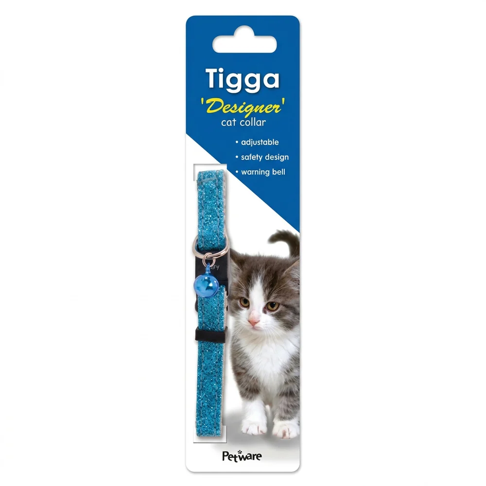 Tigga Glitter Cat Collar Blue 10mm x 330mm