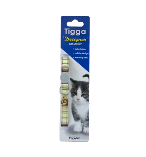 Tigga Cat Collar Textile Light Green10x200-330