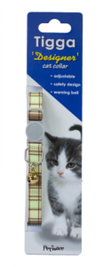 Tigga Cat Collar Textile Light Green10x200-330