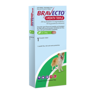 Bravecto 1 Month Triple 200mg Medium Dog 10-20kg Single