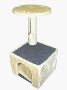 Tigga Cat Scratch Box & Platform 60cm Cream Fur & Rope with Ball