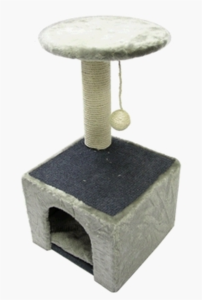 Tigga Cat Scratch Box & Platform 60cm Grey Fur & Rope with Ball