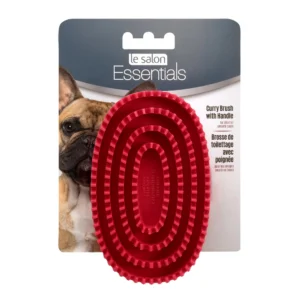 Le Salon Essentials Dog Rubber Curry Grooming Brush With Loop handle