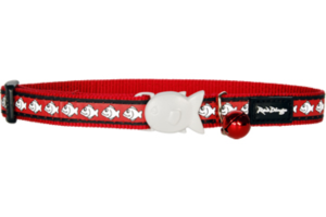 Red Dingo Cat Collar Reflective Fish Red 12mm x 20-32cm