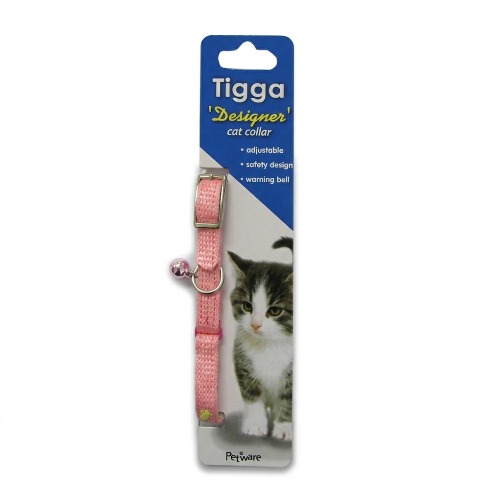 Tigga Footprint Cat Collar Light Pink 10mm x 28cm